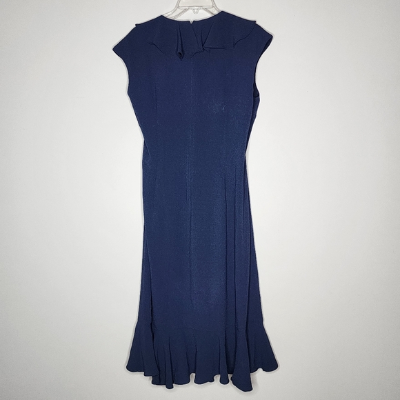 Maggie London Navy Crepe Ruffle Dress Size 18 - Picture 5 of 9